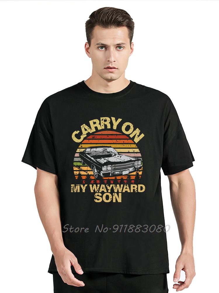 Carry On My Wayward Son Vintage Supernatural Oversized Tshirt Aesthetic Fitness T Shirt Unisexs Clothing Retro Cotton Tshirt