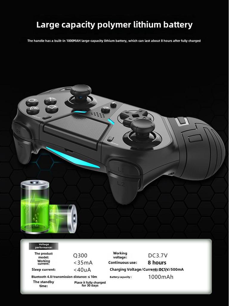 Wireless PS4 Game Controller with Somatosensory Vibration, One-Button Burst, Macro Programming, Bluetooth Connectivity for Mobile/PC/PS4.