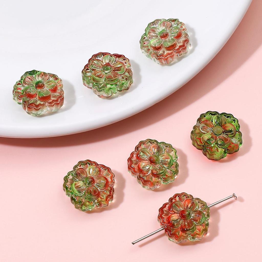 Разноцветные стеклянные бусины в форме близнецов в форме цветка 15 мм 10 шт. Для изготовления украшений DIY браслет ожерелье