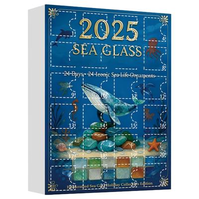 Рождественский календарь 2025 Адвент 2D Акриловая подвеска Морские животные 24 Плоских дня Календарь обратного отсчета до Рождества Игрушки Подвеска декор