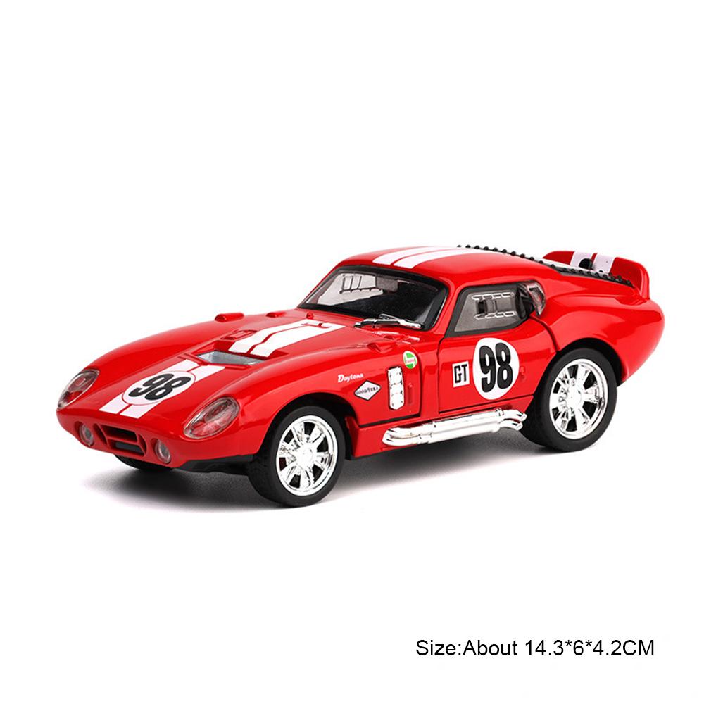 1:Масштаб 1:32 Модель спортивного автомобиля Cobra GT500 Игрушка Звук Свет Оттянуть Назад Амортизация Модели Транспортных Средств Миниатюрные Подарки для Детей