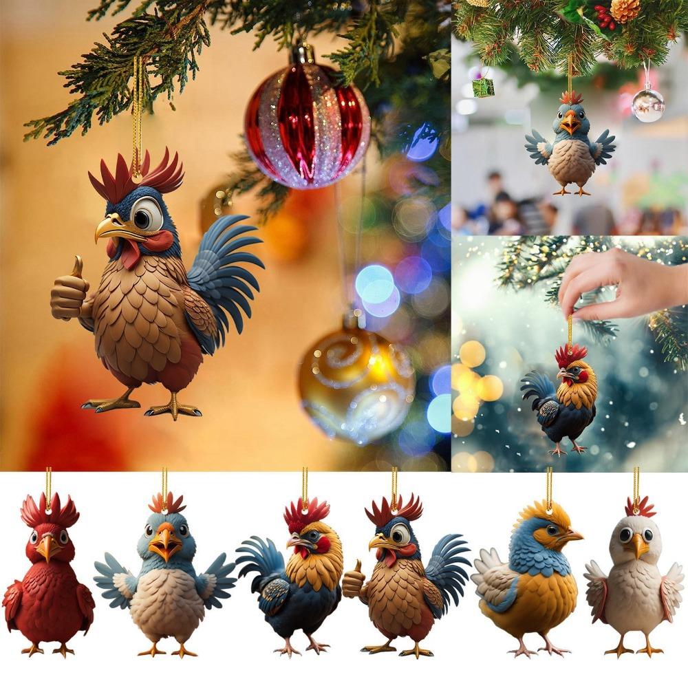 Animal Pendant Cartoon Rooster Pendants Cartoon Cock Creative Christmas Tree Hanging Decor