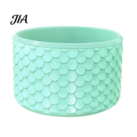 Ice Cup Base Protector Silicone Boot, Fish Scale Pattern Decor, Soft Elastic Water Bottle Protective Sleeve, Anti-Slip Bottom Cover for Sports Bottles