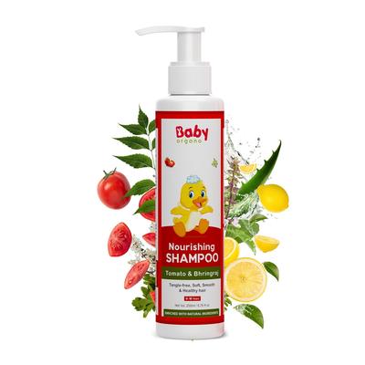 BabyOrgano® Аюрведический Брингарадж, Шампунь для младенцев и детей без слез с томатом, способствует здоровому блеску 200 мл(0-15 лет)