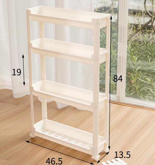 3/4 Layer Narrow Shelf Movable Storage Rack Behind Bathroom Door Toilet Gap Floor Trolley Bathroom Seam Shelf Kitchen Organizer