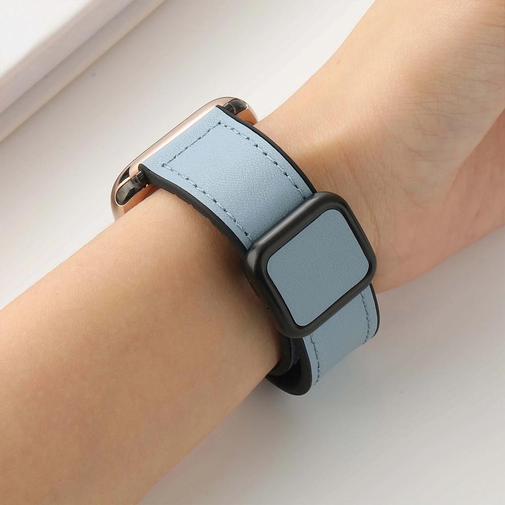 Ремешок из натуральной кожи для Apple Watch 45мм 44мм 40мм 41мм 49мм 42мм Магнитный браслет correa Серия 9 8 7 6 5 4 SE Ultra 2