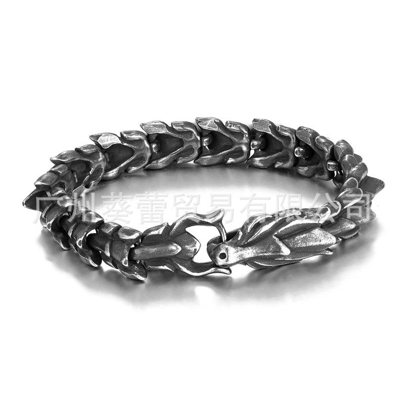 Viking Domineering Keel Titanium Steel Men'S Bracelet, Dragon Punk Jewelry, Stainless Steel Keel Bracelet Ring