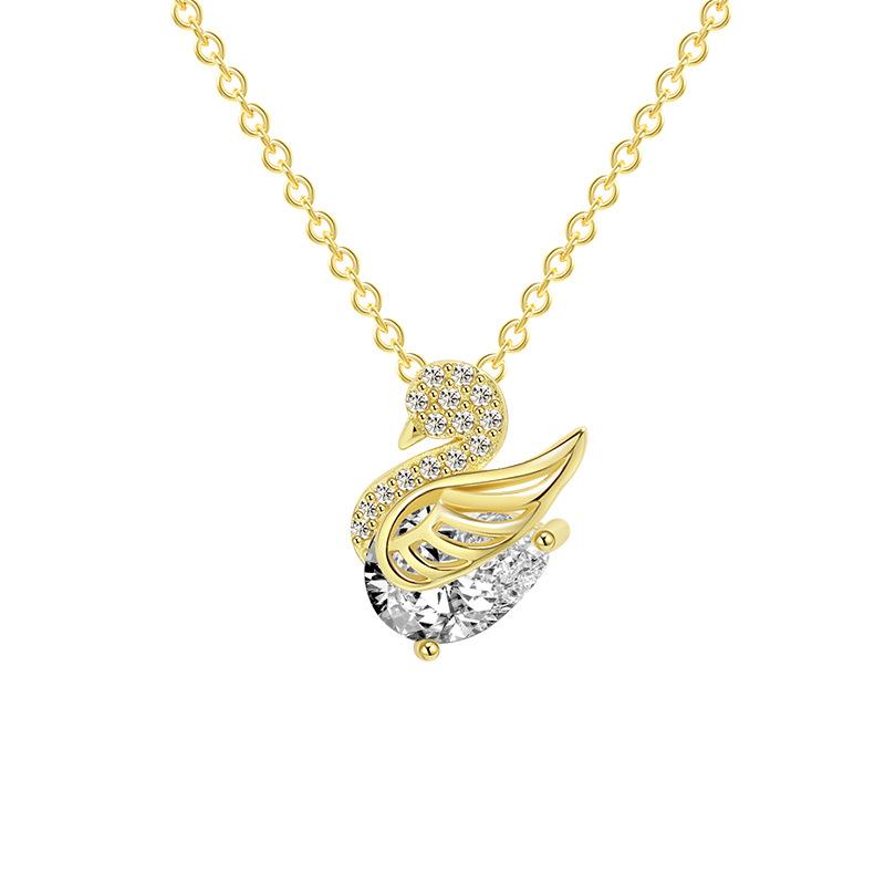 Ожерелье с подвеской в виде лебедя Элегантный, легкий, роскошный дизайн, универсальные бриллианты в стиле INS, ожерелье с маленьким лебедем