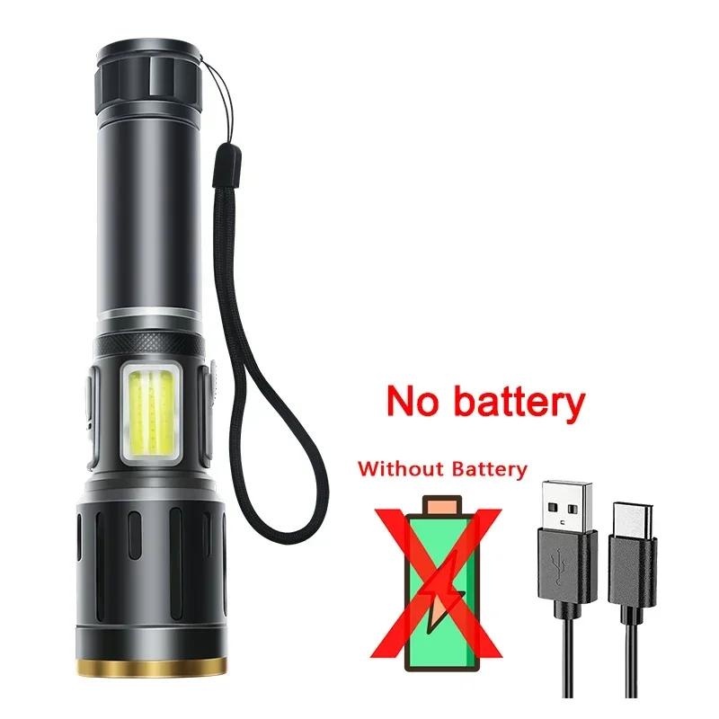 Portable Zoom LED Flashlight White Laser Wick USB Rechargeable Torch Camping Outdoor Hunting Fishing Walking Lighting Lantern