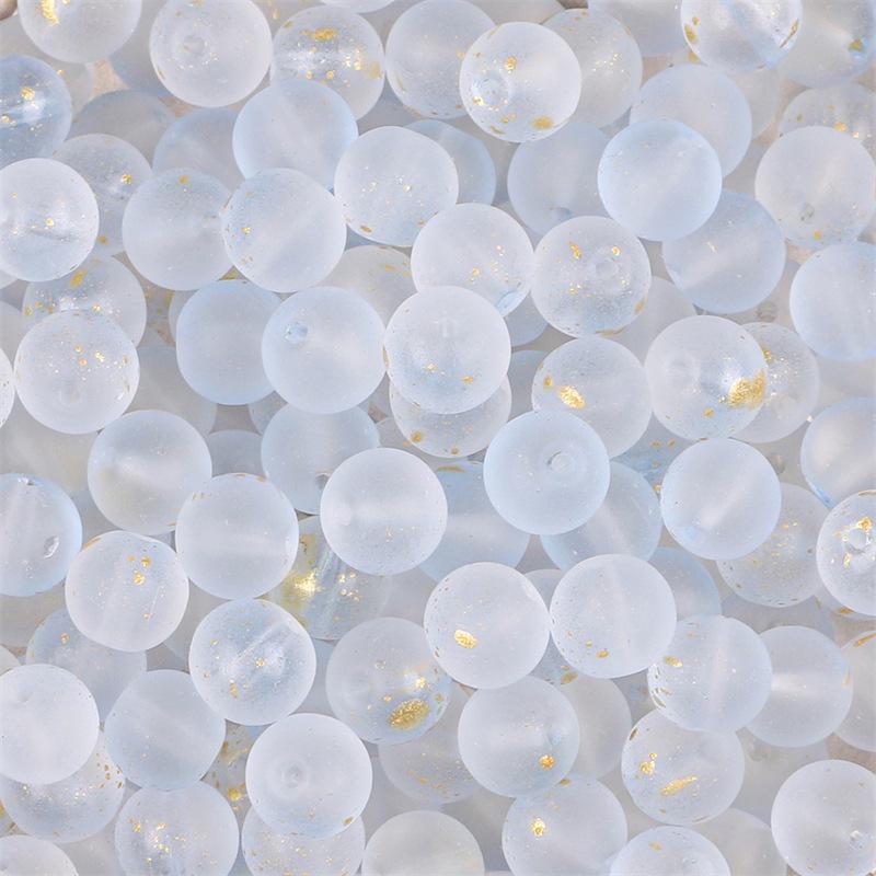 Комплект браслетов из бисера Summer Jelly Gold Glitter: Двойные стеклянные круглые бусины и полусахарные пузырчатые бусины