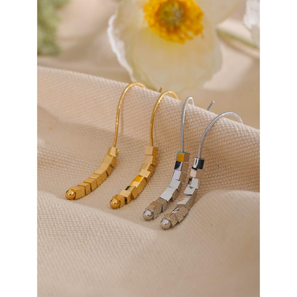 Eetit Квадратные длинные висячие серьги из нержавеющей стали 316, 18-каратное золото, цвет PVD, водонепроницаемые, модные подвески для ушей, ювелирные изделия для женщин, подарок