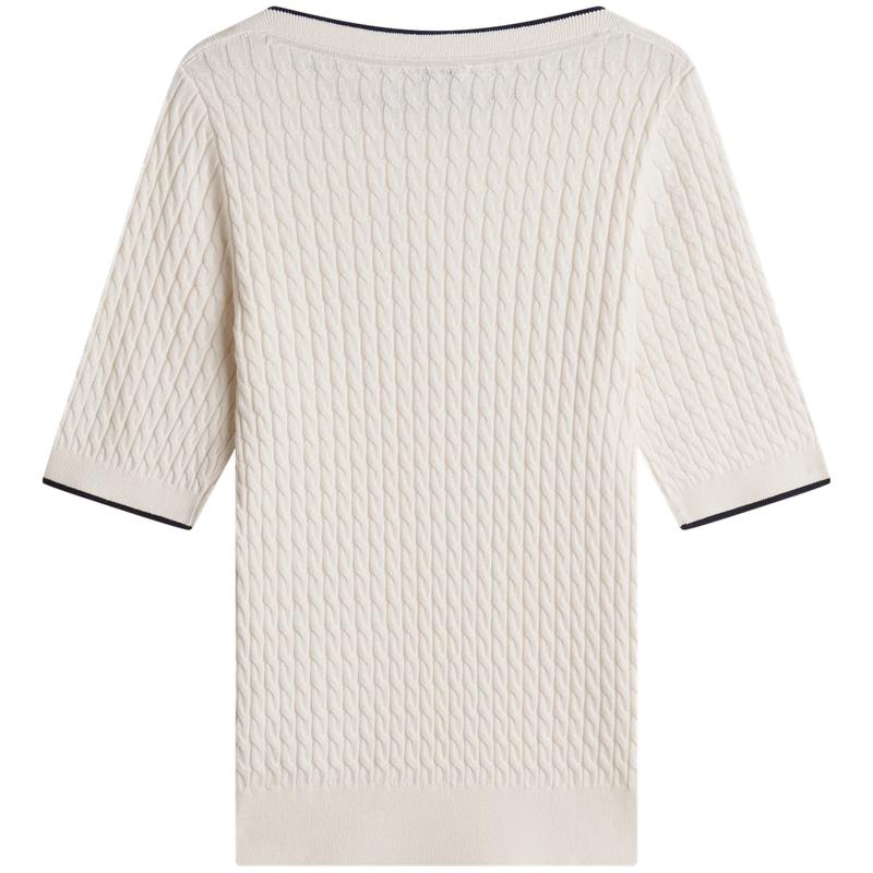 Tommy Hilfiger Хлопок Элегантный Повседневный Свитер с Косами с Коротким Рукавом Женские топы WW0WW50103