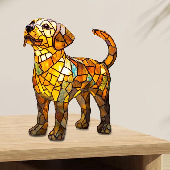 Светодиодный светильник с орнаментом в виде корги, настольная лампа в стиле ретро из смолы для собак, ночник с теплым окружающим светом, акцентное освещение для гостиной