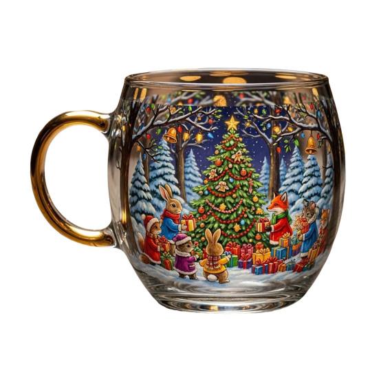 Halloween Mug Funny Tea Coffee Cup 400ml Hand-Painted Spooky Glass Cup for Hot Cold Drinks Christmas Party Gift Stocking Stuffer