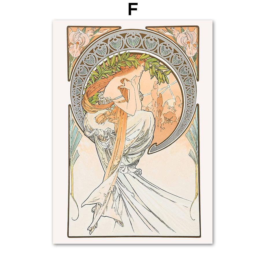 Goddess Alphonse Mucha Les Saisons Wall Art Poster Print Canvas Painting Nordic Vintage Pictures Living Room Home Decoration