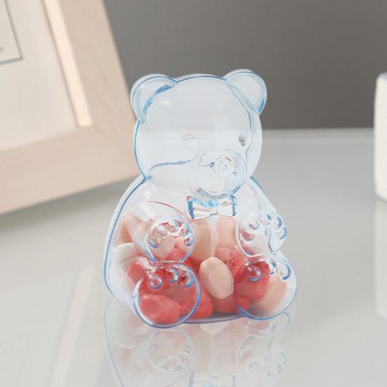 2 шт. Милые Конфетницы в Форме Медвежонка Прозрачные Контейнеры для Сладостей Заполняемые Многоразовые Праздничные Подарочные Коробки для Конфет для Девичника Свадьбы Рождественской Вечеринки Подарки Гостям