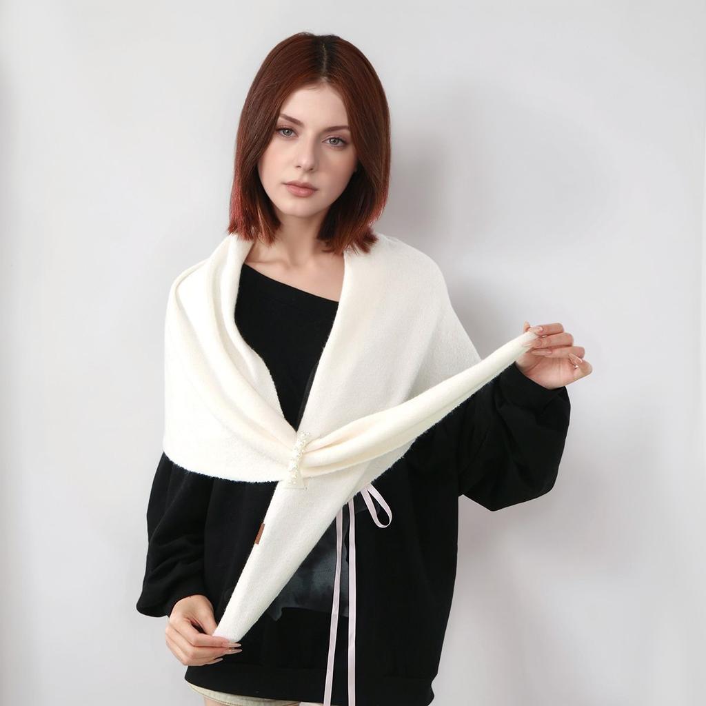 New Women Fashion Elegant Solid Color Triangle Scarf Multifunctional Retro Outdoor Leisure Shawl Cape