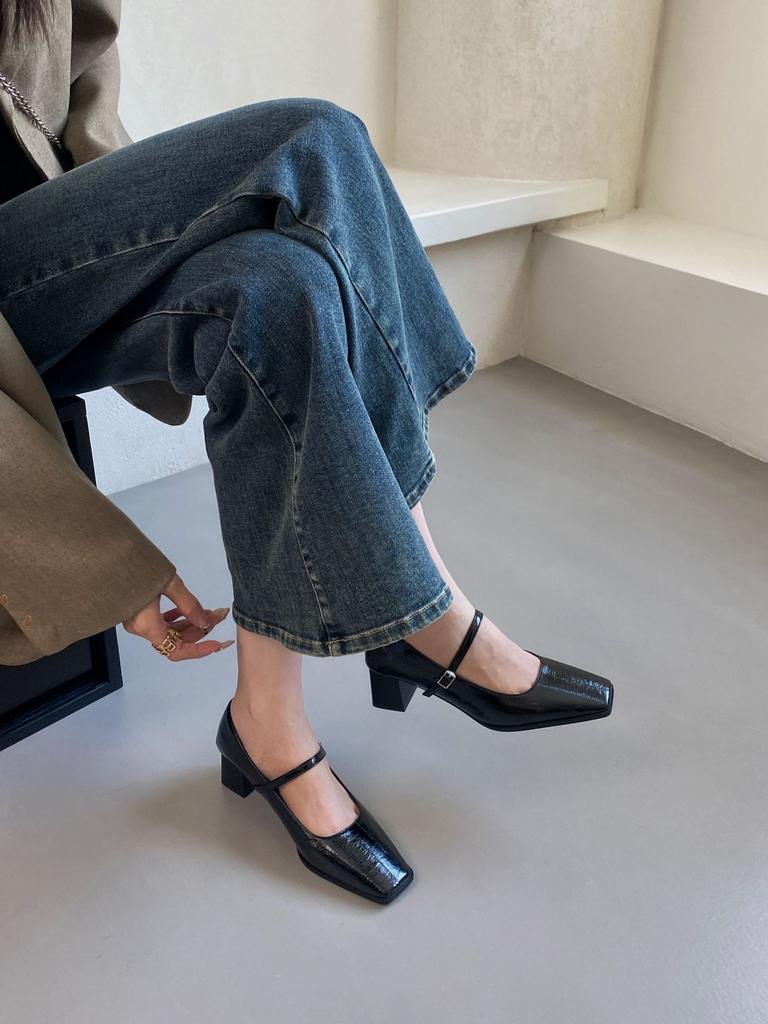 Ретро туфли-лодочки 2025 весна женские французские туфли на высоком каблуке толстый каблук не устают ноги универсальные и удобные профессиональный стиль рабочая обувь женская