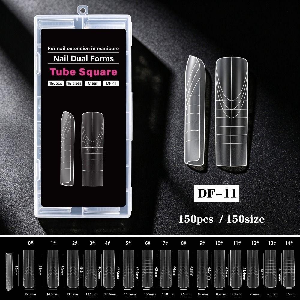 150PCS Square Almond French Nail Dual Form Press on Nails French Manicure Tool