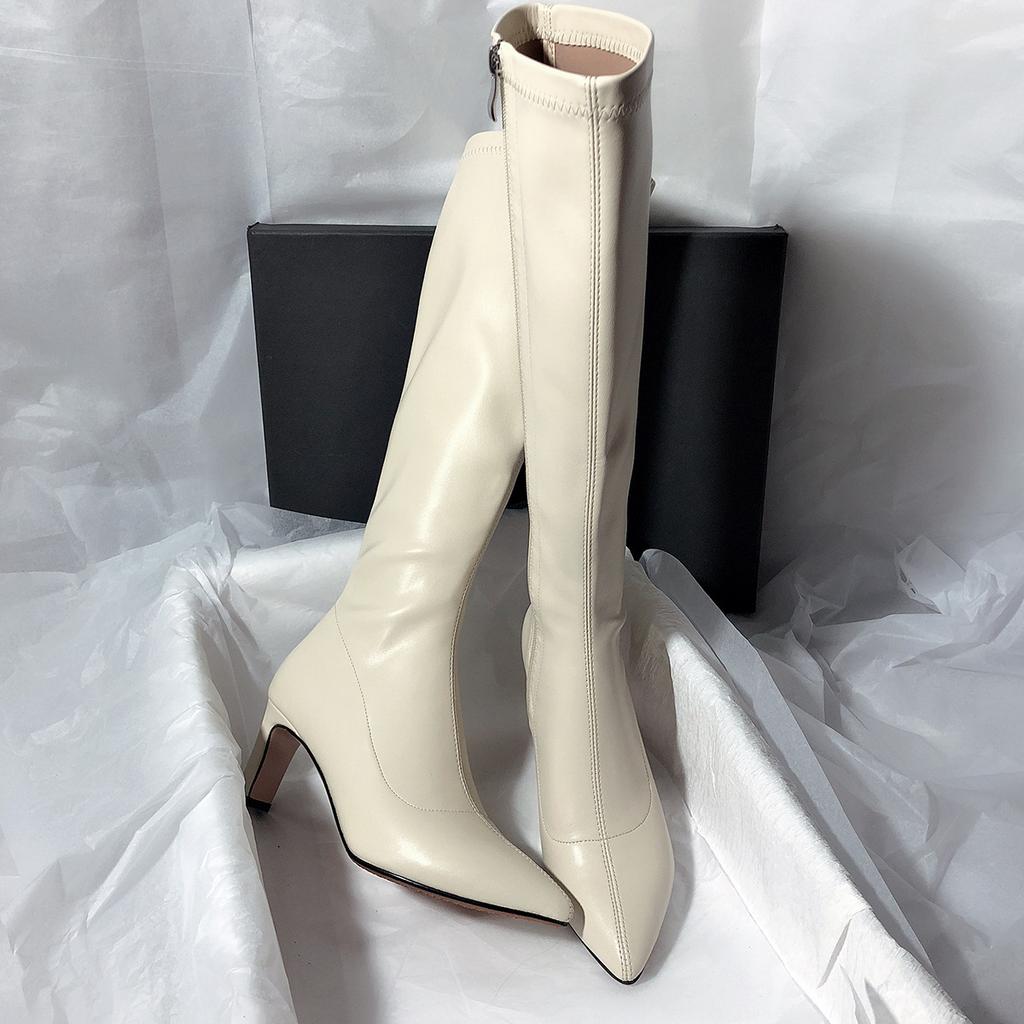 High-heeled Temperament Pointed Knight Retro High Boots Korean Version Versatile But Knee Boots