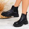 Pu Leather Platform Chelsea Boots Women Fashion Plus Size 42 Slip On Ankle Boots Woman Non Slip Thick Sole Short Booties Mujer