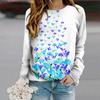 Tops For Women 3D Flowers Butterflies Print Round Neck Long Sleeve T-shirt Fall Casual Slim Pullover Women's Long Sleeve Top