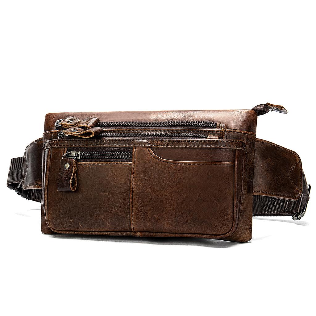 Винтажная специализированная спортивная поясная сумка Crazy Horse, кожаная мужская многофункциональная сумка через плечо для поездок на работу и учебу