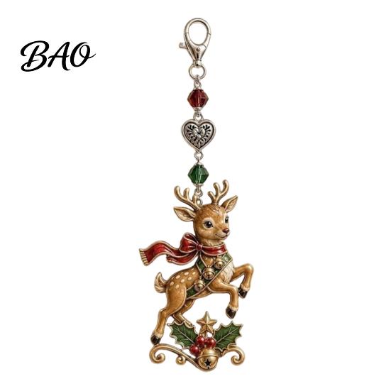 Durable Keychain Christmas Theme Pendant, Santa Reindeer Snowman Angel Hanging Decor, Decor Backpacks School Bags Decorative Charm, Xmas Party Favors