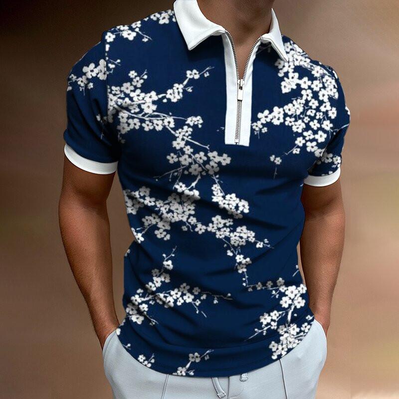 Stylish Short-Sleeve Polo with Checkered Trim & Zip, Casual Wear