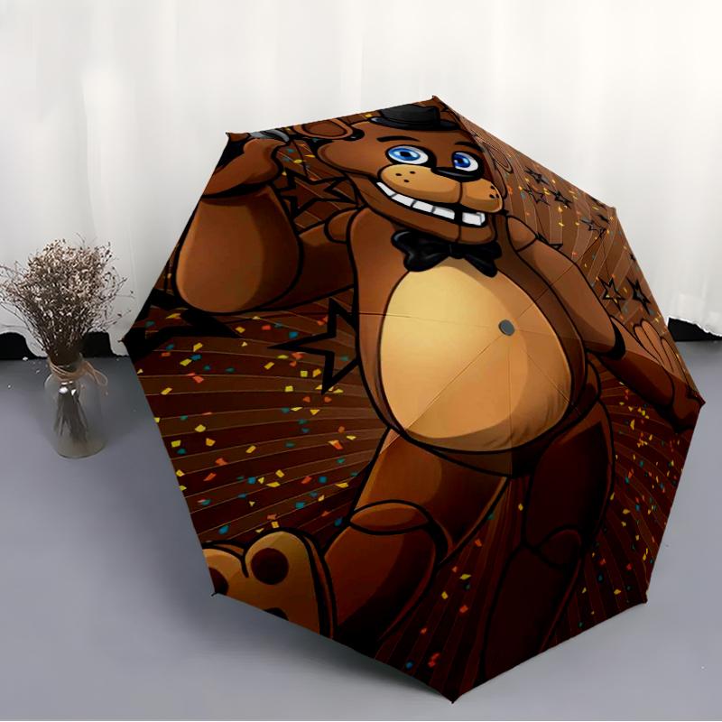Freddy Bear Fashionable Automatic Opening/Closing Folding Umbrella. Portable and Foldable, Ideal for Gift, Travel, and Daily Use.