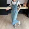 Женский летний джинсовый комбинезон 2024 года — универсальный, повседневный, средней длины, облегающий крой