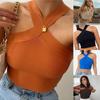 2024 Spring/Summer Women's Knitted Backless Cross Halter Strap Bralette Sweater Tank Top