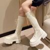 Fashion Rimocy 2024 Autumn Winter New Chunky Platform Long Boots Women Thick-soled Stretch Knitted Knee High Boots Woman Botas De Mujer