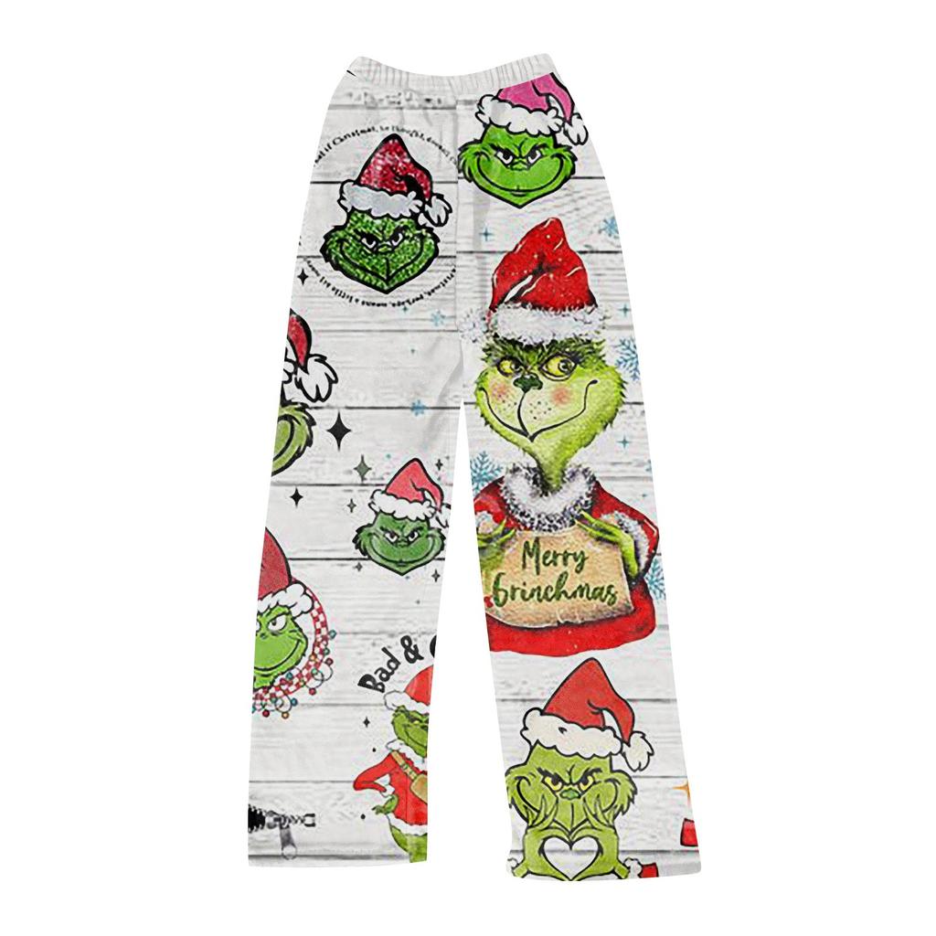 Women's Fashion Casual Christmas Printed Pants Plush Casual Pants