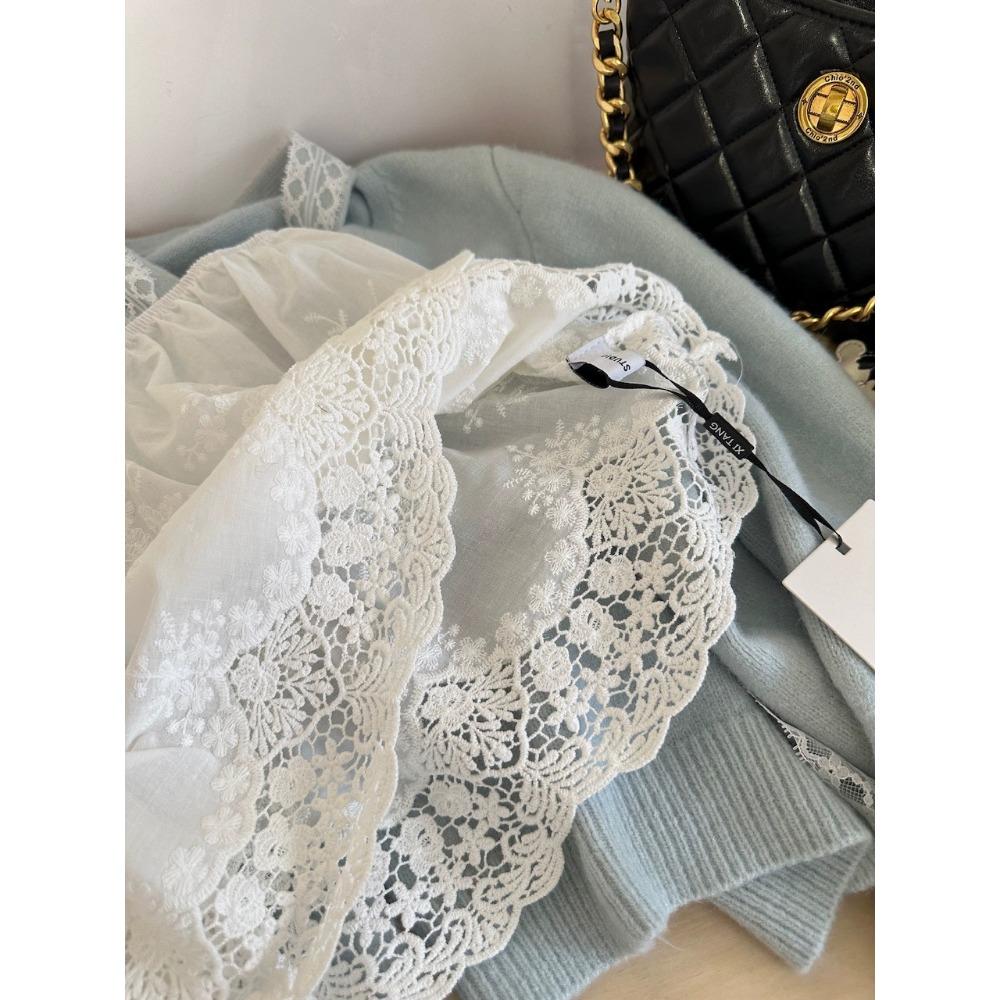 «Сложенная занавеска для пукания», нескользящая юбка средней длины с низом, женская весенняя новинка из кружева, маленькая занавеска для пукания с эластичной талией