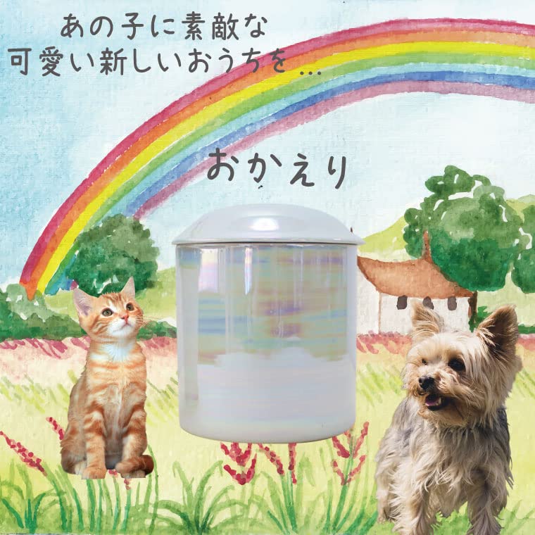 Welcome Home Rainbow Urn for Pets, White, Rainbow and Aurora Design, Cute Urn for Divided Ashes, Keeping Cremation (3.5 inches)