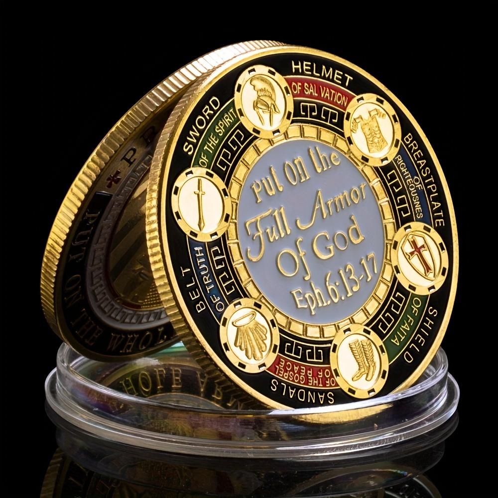 Монета вызова «Полные доспехи Бога» — всегда молитесь, сувенирная коллекционная монета — золотая памятная монета