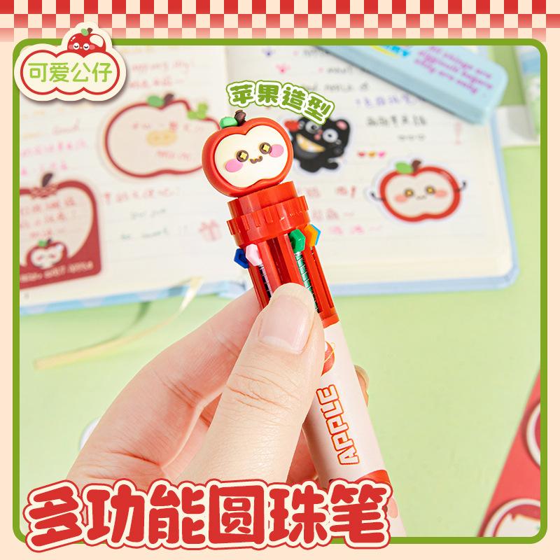 Мультяшная Голова Десятицветная Ручка Нажимная Шариковая Ручка Многофункциональная Ручка Трехмерная Мультяшная Нажимная Головка Инновационная Канцелярия Интересная Многоцветная