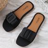 2024 Causal Women Slippers Flat Bottom Beach Shoes for Ladies Trend  Design Summer Outside Big Size Open Toe Female Slides Black