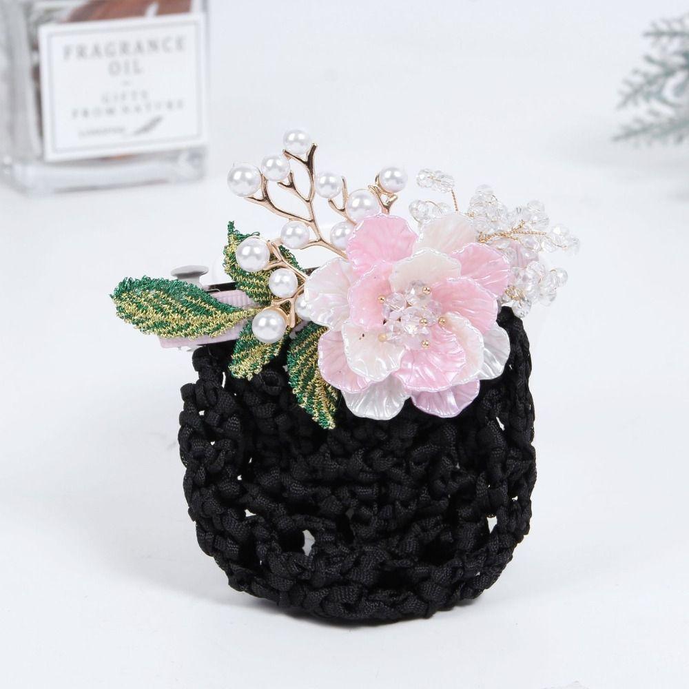 Сетка-чехол для шпилек, Снуд с цветком, Зажим-пружина, Корейский стиль, Кружевная сетка для волос, Подарок на День матери