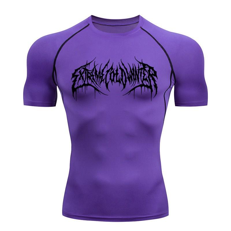 Printed Men's Tight T-Shirt Running Compression Compression T Shirt Gym Fitness Jogging Short Sleeve Male Casual Shirt Tops