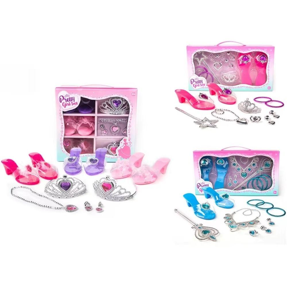 Pretend Play Girls Jewelry Toys Earrings Bracelet Crystal Shoes Toy Halloween