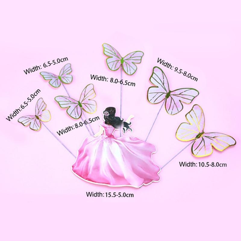 7 шт., украшение на торт в виде бабочки для девочек, логотип на торт, золотая фольга, украшение на день рождения ADM