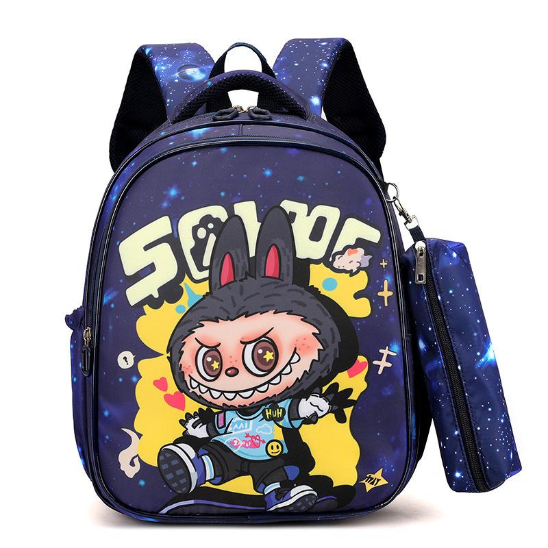 The New LABUBU Children's Schoolbag Cute Cartoon Pencil Case Backpack Boys and Girls Primary School Students First and Second Grade Backpack