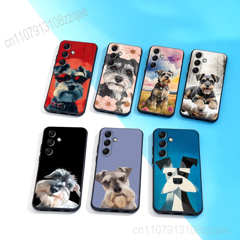 Cartoon S-Schnauzer Dog Phone Case For Samsung Galaxy A 22,71,53,52,51,72,73,5G,Note,J7,8,9 Soft Black Cover