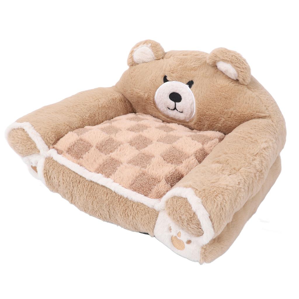 Brown Bear Pet Sofa Soft Warm Cat Couch Bed Multifunctional Dog Sofa Couch for Sleeping Relaxing