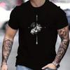 Men's Casual Loose Summer Mountain Needle Printed Round Neck Short Sleeved T-shirt Made of 100% Cotton