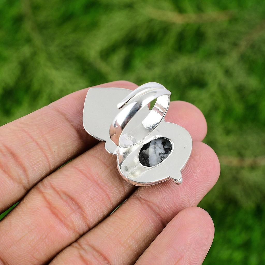 Natural Zebra Jasper Solitaire Bird Adjustable Ring 925 Silver For Girls