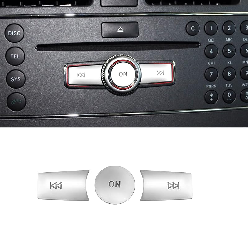 Jaronx Compatible with Mercedes Benz Radio Button Cover Stickers, X204/W204 Radio ON Volume Button Sticker Cover for Mercedes B W246/C W204/ E W212/