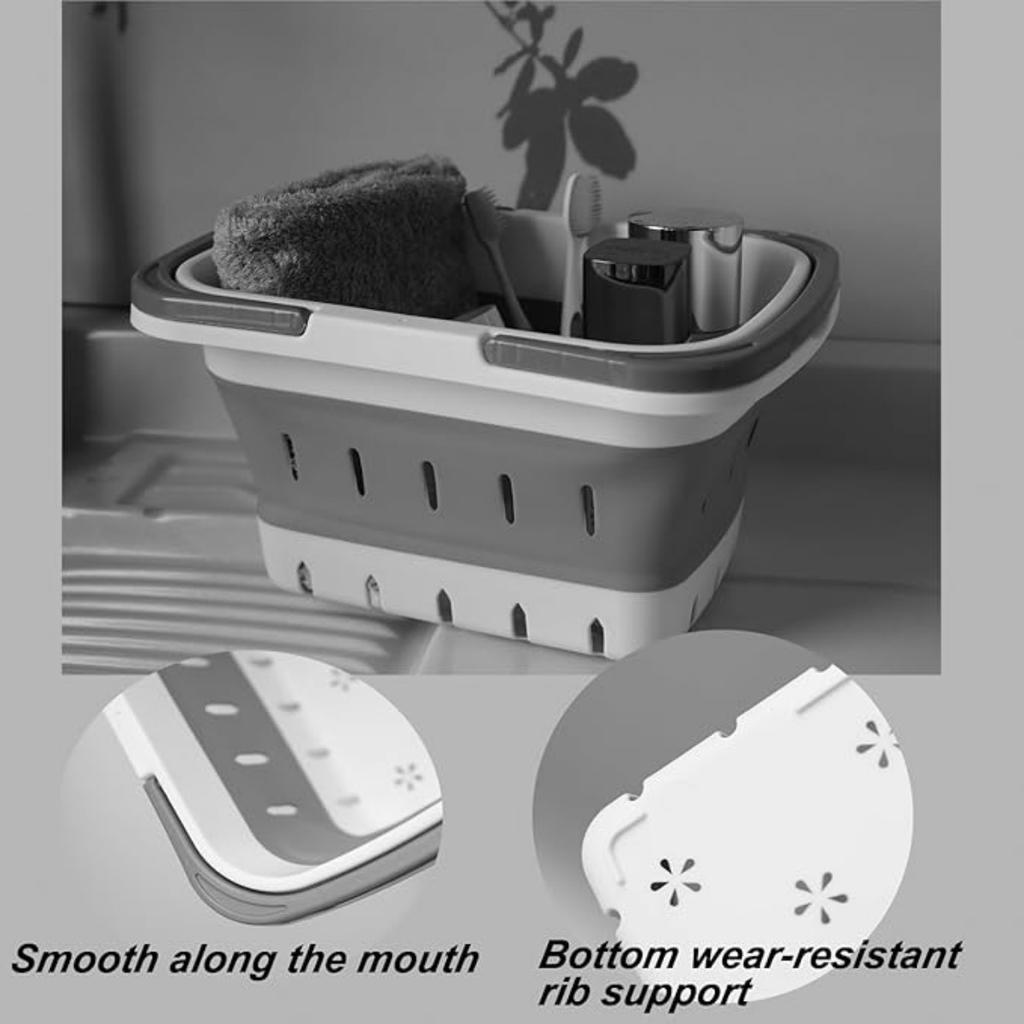 Portable Folding Plastic Bath Caddy with Handle,Perforated,Travel Bathroom Organizer for Bedroom,Bathroom,Shower,Dorm Room,Camping and RV Use